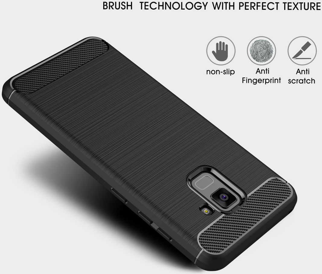 Samsung Galaxy A8 (2018) Geborsteld TPU Hoesje Zwart afbeelding 4