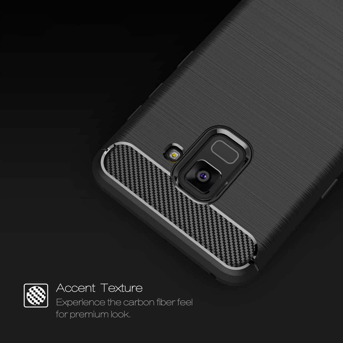 Samsung Galaxy A8 (2018) Geborsteld TPU Hoesje Zwart afbeelding 5