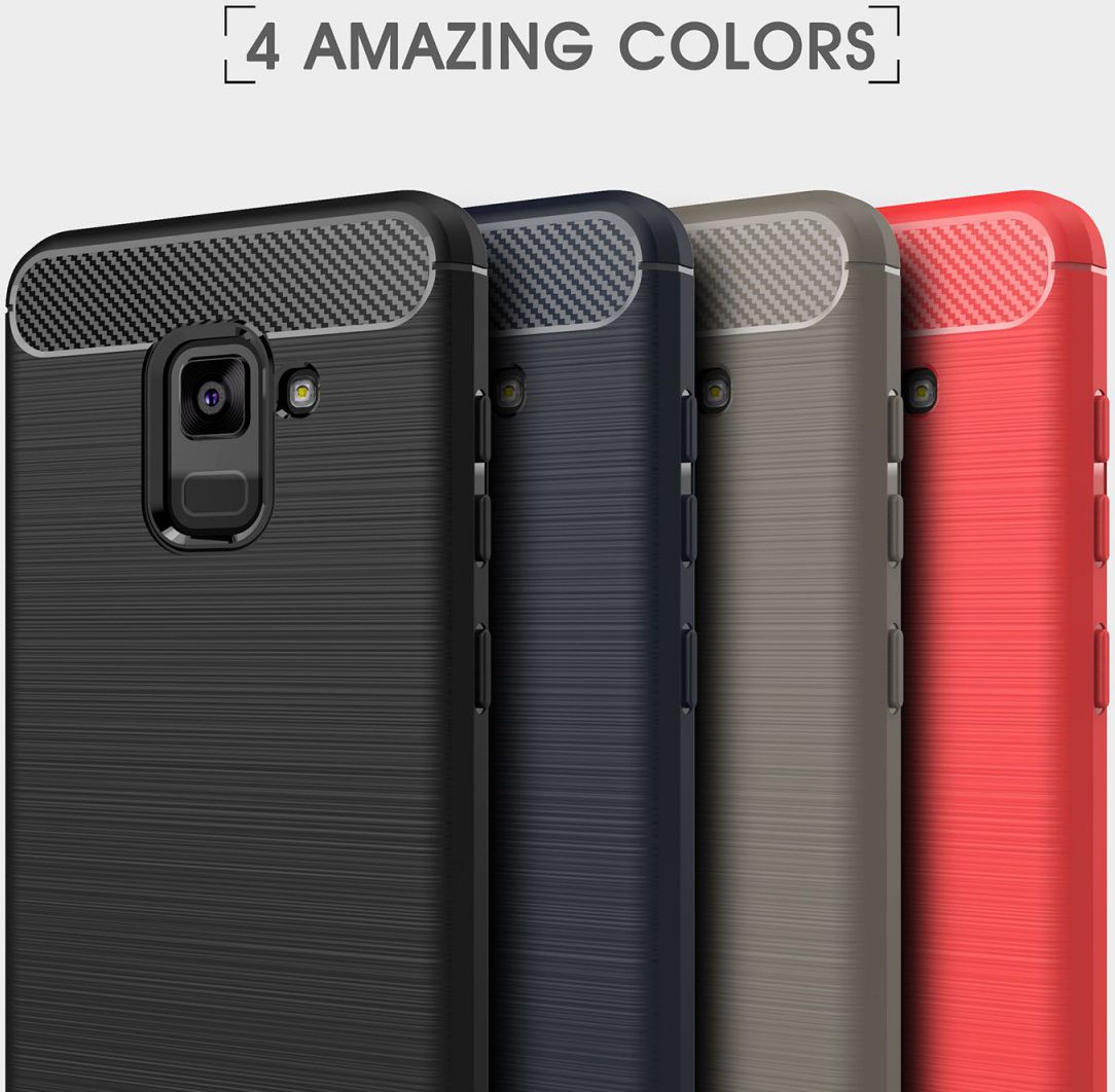 Samsung Galaxy A8 (2018) Geborsteld TPU Hoesje Zwart afbeelding 10