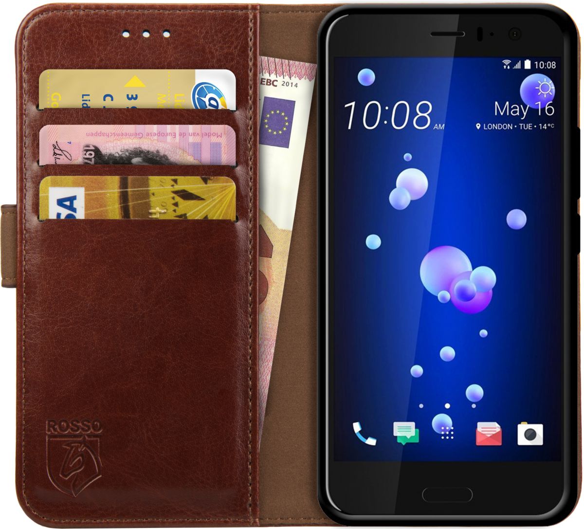 Rosso Element  HTC U11 Life Hoesje Book Cover Bruin afbeelding 1