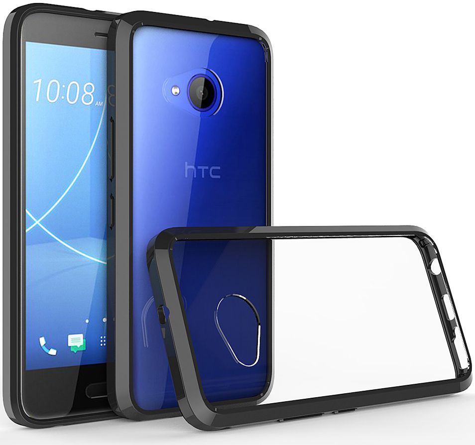 HTC U11 Life Hoesje Armor Backcover Transparant Zwart afbeelding 1
