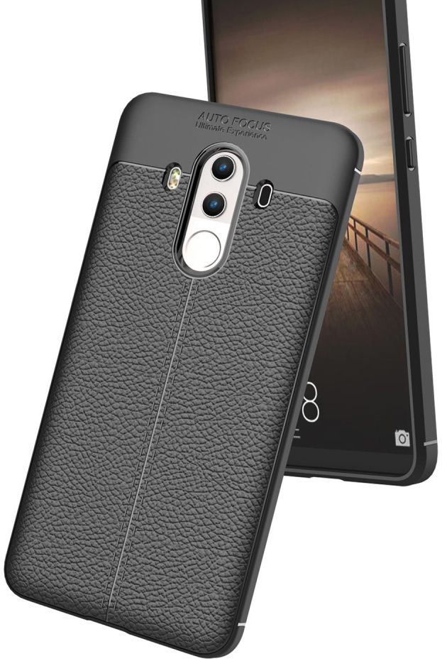 Huawei Mate 10 Pro Hoesje TPU met Leren Textuur Zwart afbeelding 2