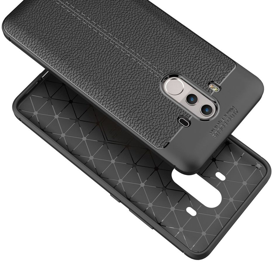 Huawei Mate 10 Pro Hoesje TPU met Leren Textuur Zwart afbeelding 4