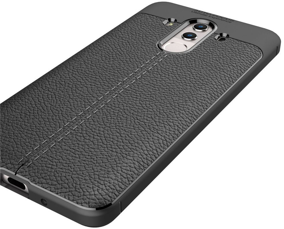 Huawei Mate 10 Pro Hoesje TPU met Leren Textuur Zwart afbeelding 6