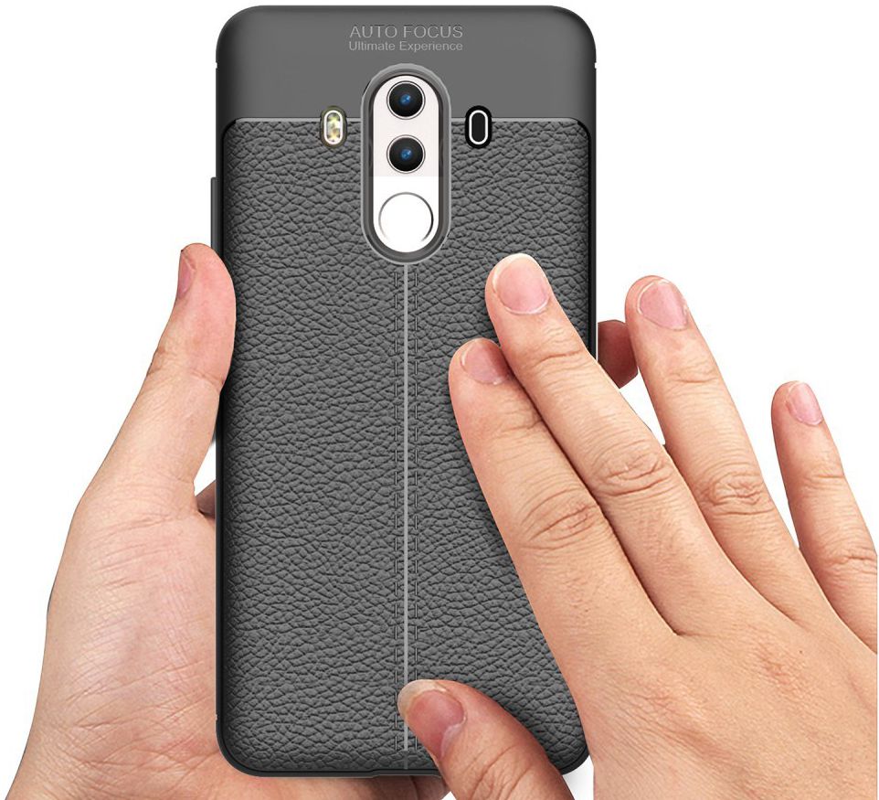 Huawei Mate 10 Pro Hoesje TPU met Leren Textuur Zwart afbeelding 8