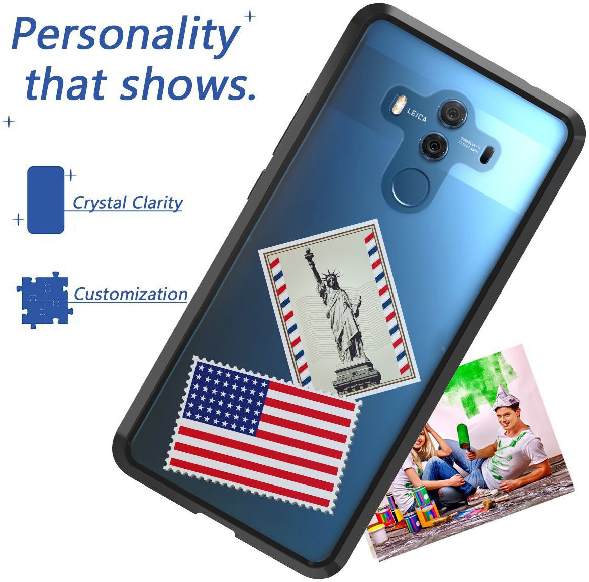 Huawei Mate 10 Pro Hoesje Armor Backcover Transparant Zwart afbeelding 4