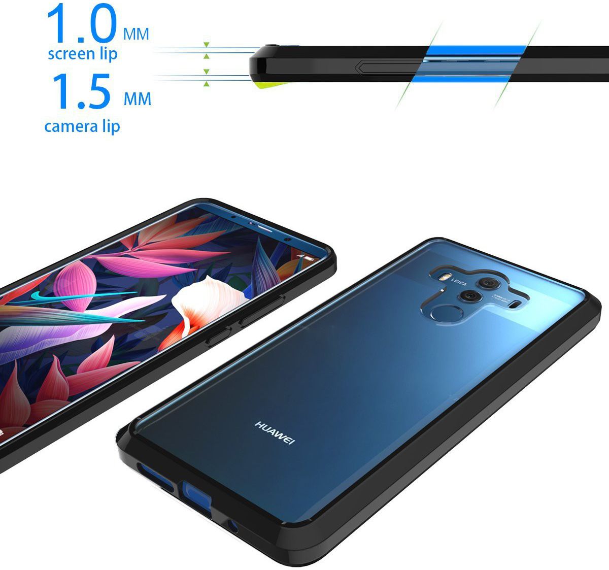 Huawei Mate 10 Pro Hoesje Armor Backcover Transparant Zwart afbeelding 5