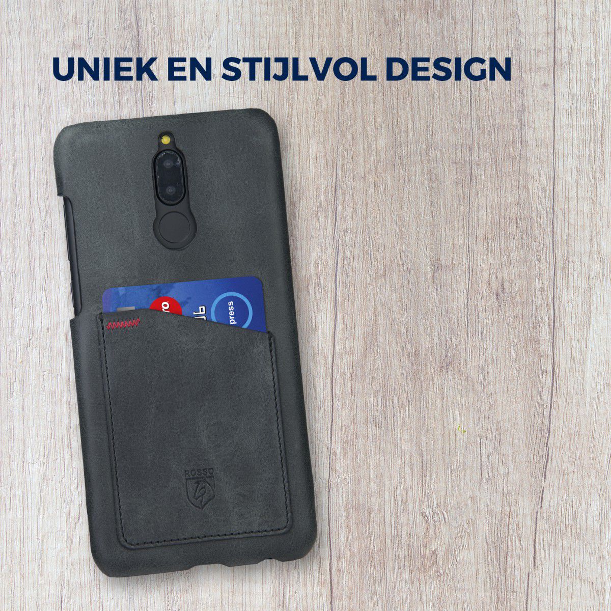 Rosso Select Huawei Mate 10 Lite Hoesje Echt Leer Back Cover Zwart afbeelding 5