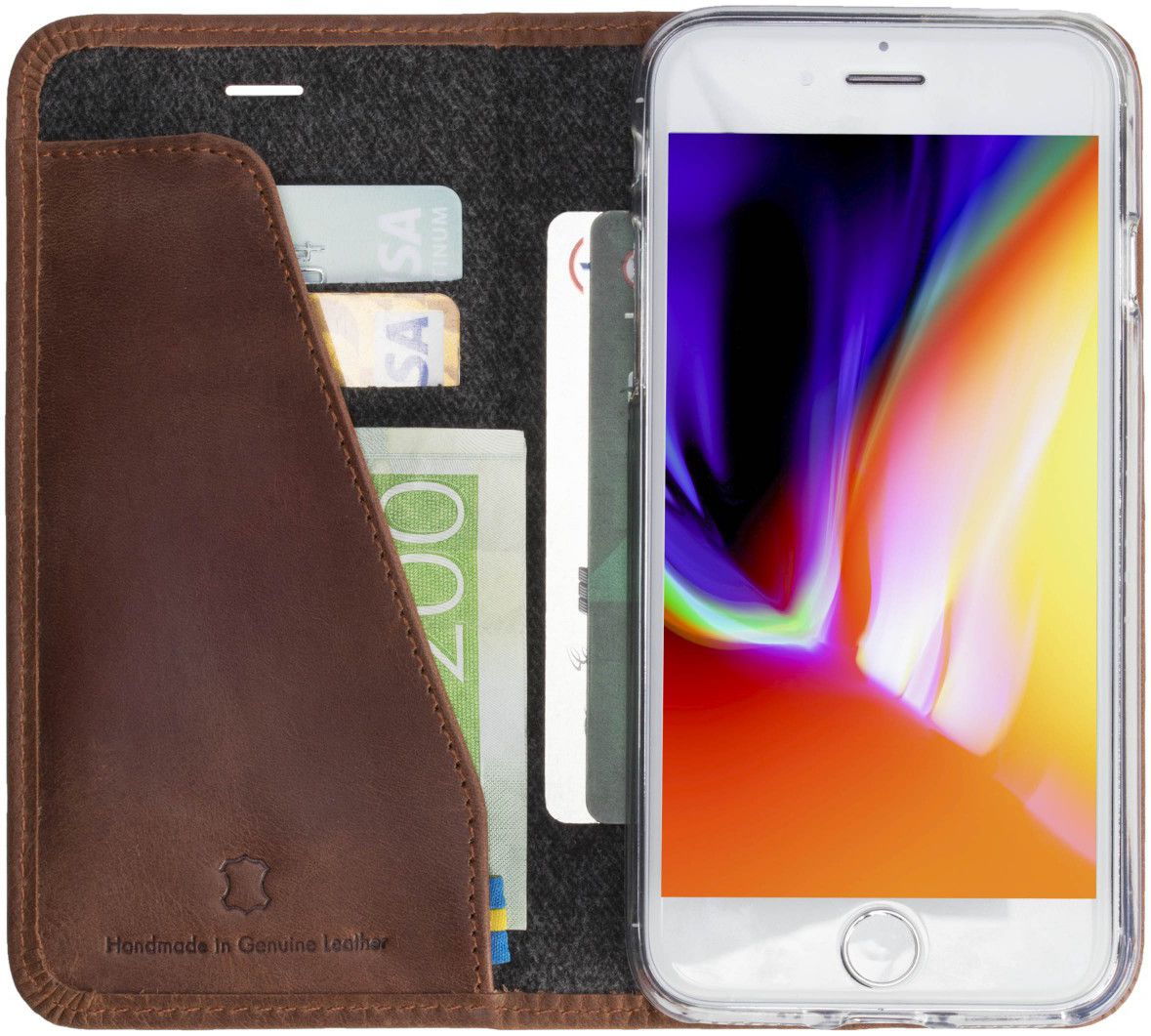 Krusell Sunne Portemonnee Hoesje Apple iPhone 8 Bruin afbeelding 2