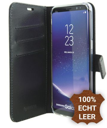 Valenta Booklet GelSkin Samsung Galaxy S8 Plus Echt Leren Hoesje Zwart Hoesjes
