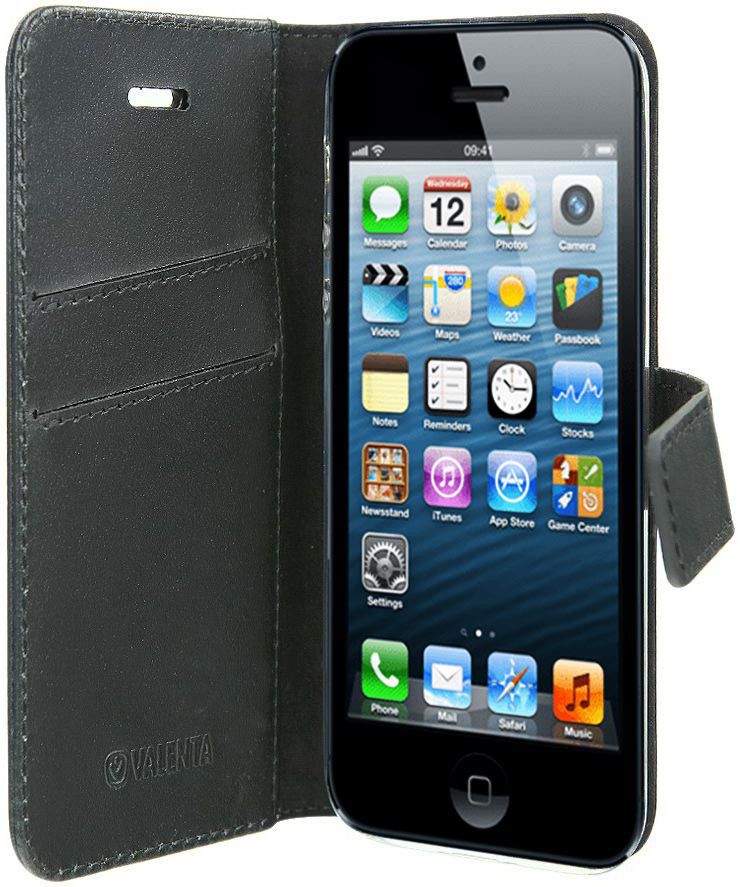 Valenta Booklet GelSkin Apple iPhone 5/5S/SE Echt Leren Hoesje Zwart afbeelding 6