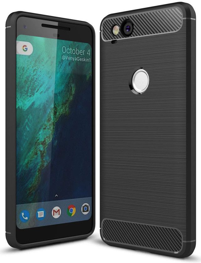 Google pixel 2 Geborsteld TPU Hoesje Zwart afbeelding 1