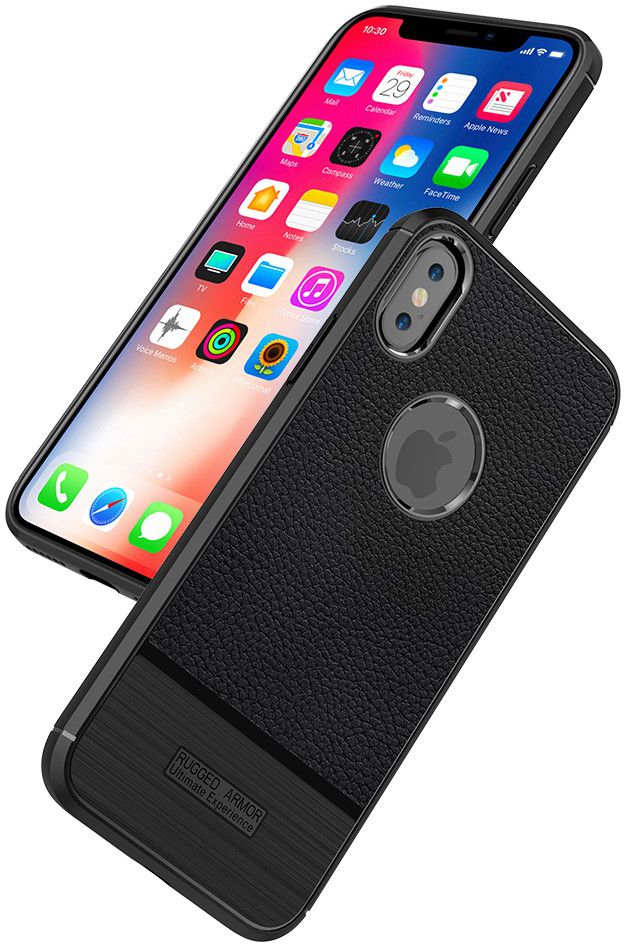 Apple iPhone X Rugged Armor Brushed TPU Hoesje Zwart afbeelding 2