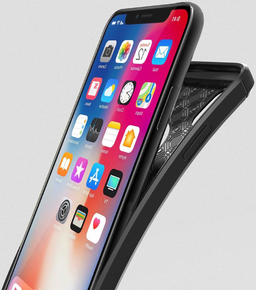 Apple iPhone X Rugged Armor Brushed TPU Hoesje Zwart afbeelding 3