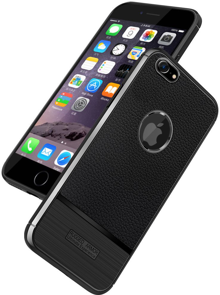 Apple iPhone 6S / 6 Rugged Armor Brushed TPU Hoesje Zwart afbeelding 1