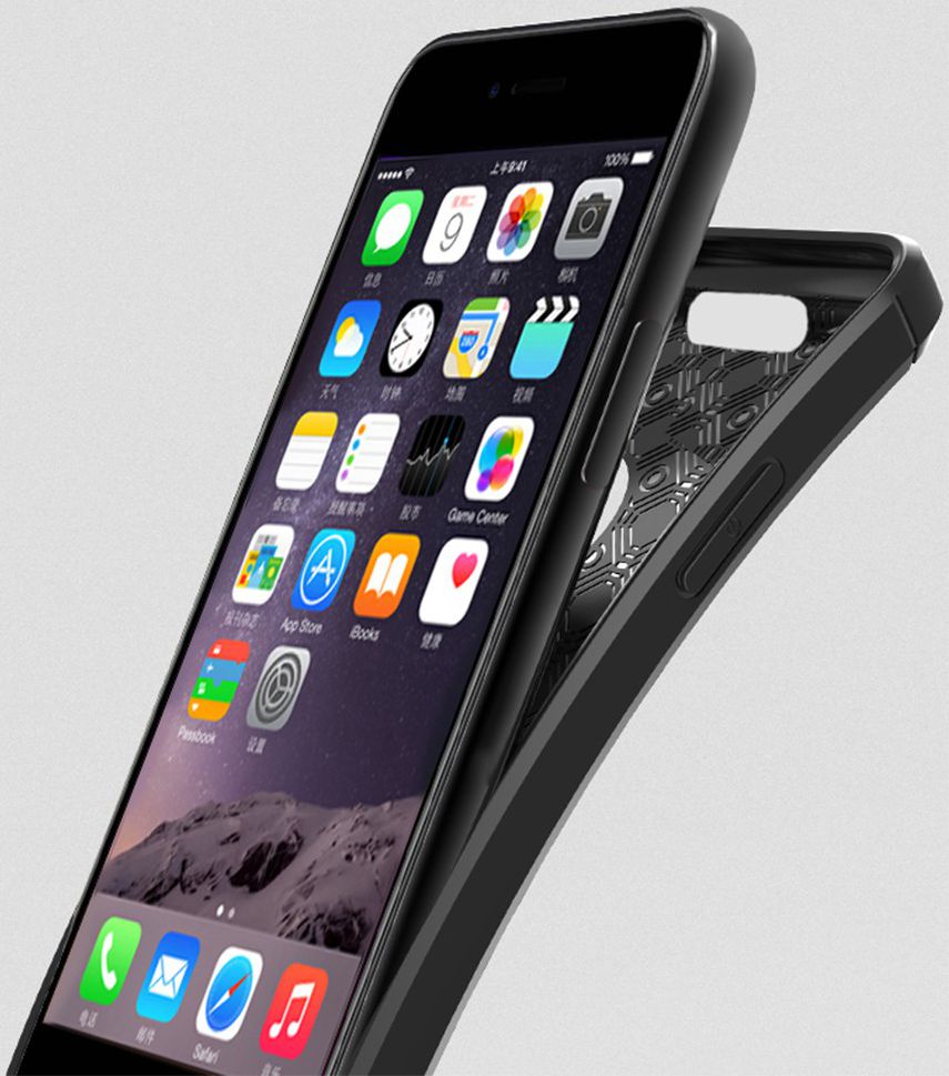 Apple iPhone 6S / 6 Rugged Armor Brushed TPU Hoesje Zwart afbeelding 4