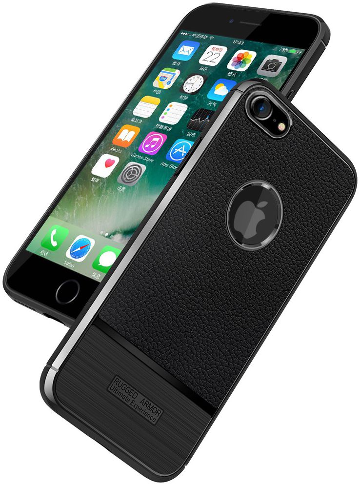 Apple iPhone 8 / 7 Rugged Armor Brushed TPU Hoesje Zwart afbeelding 2