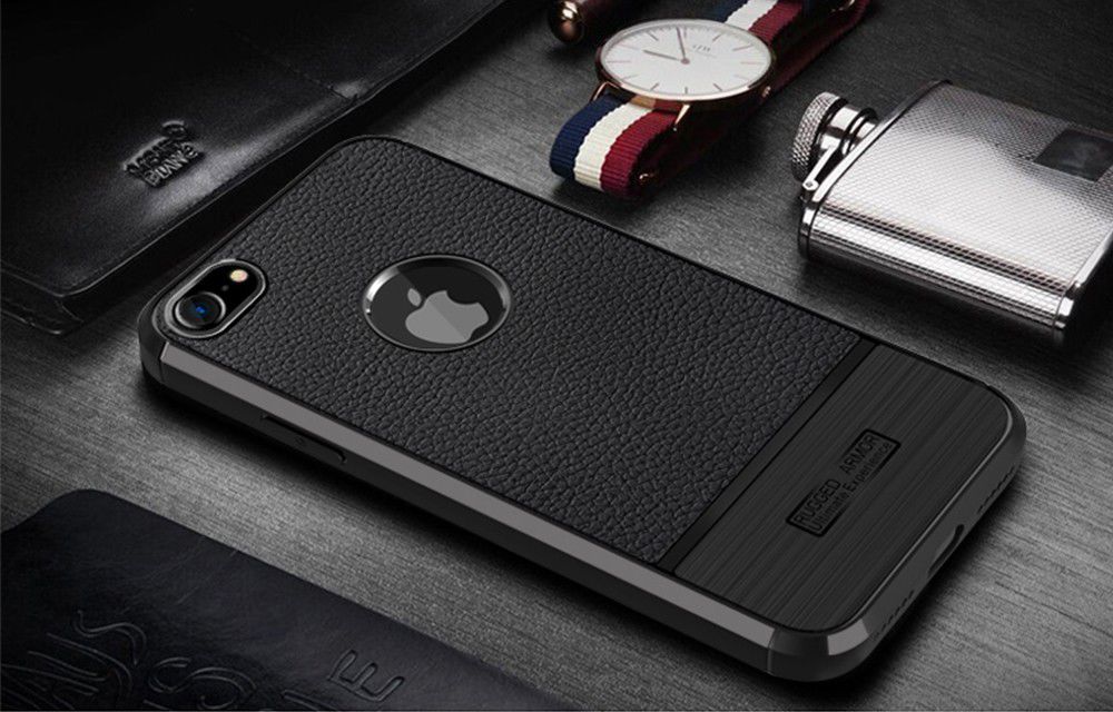 Apple iPhone 8 / 7 Rugged Armor Brushed TPU Hoesje Zwart afbeelding 6