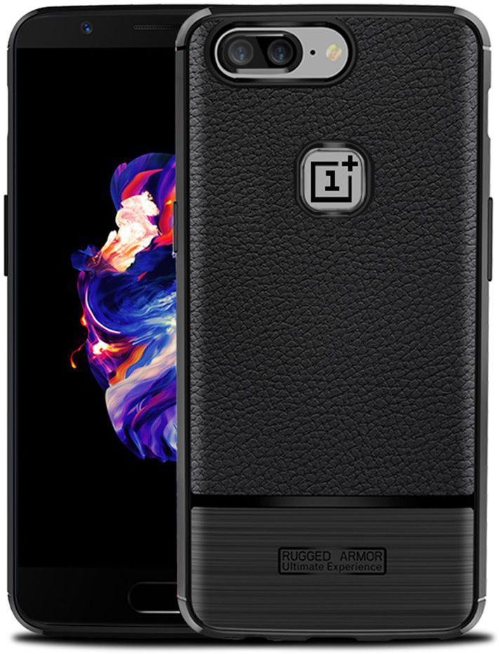 OnePlus 5T Rugged Armor Brushed TPU Hoesje Zwart afbeelding 1