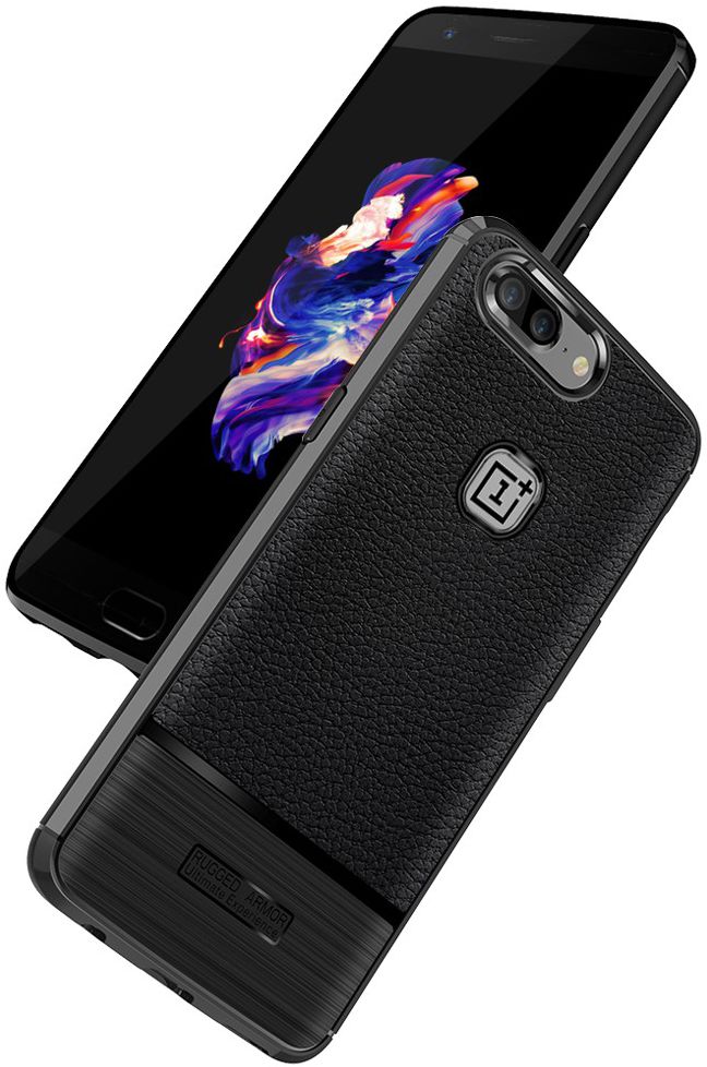 OnePlus 5T Rugged Armor Brushed TPU Hoesje Zwart afbeelding 2