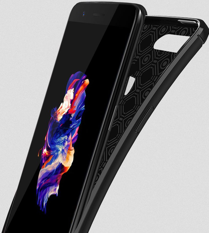 OnePlus 5T Rugged Armor Brushed TPU Hoesje Zwart afbeelding 3