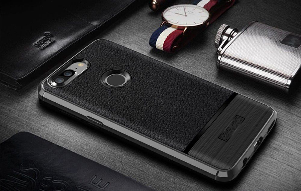 OnePlus 5T Rugged Armor Brushed TPU Hoesje Zwart afbeelding 7