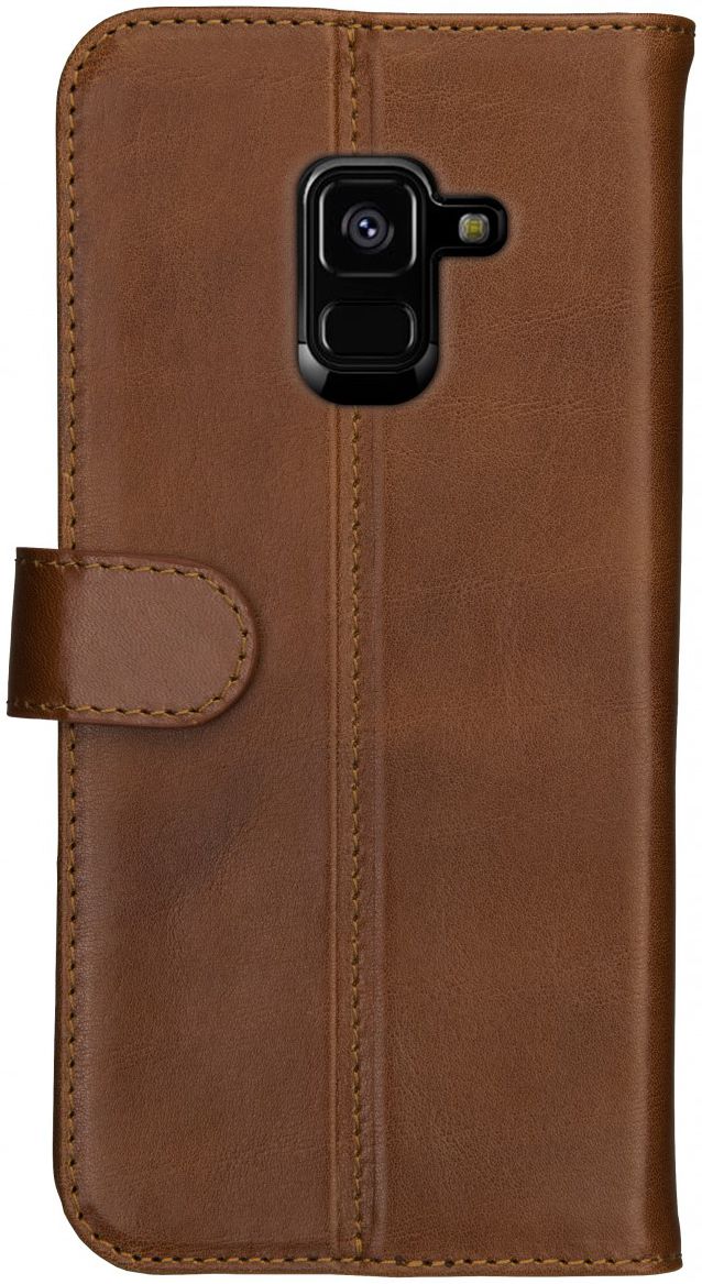 Rosso Deluxe Samsung Galaxy A8 (2018) Hoesje Echt Leer Book Case Bruin afbeelding 11