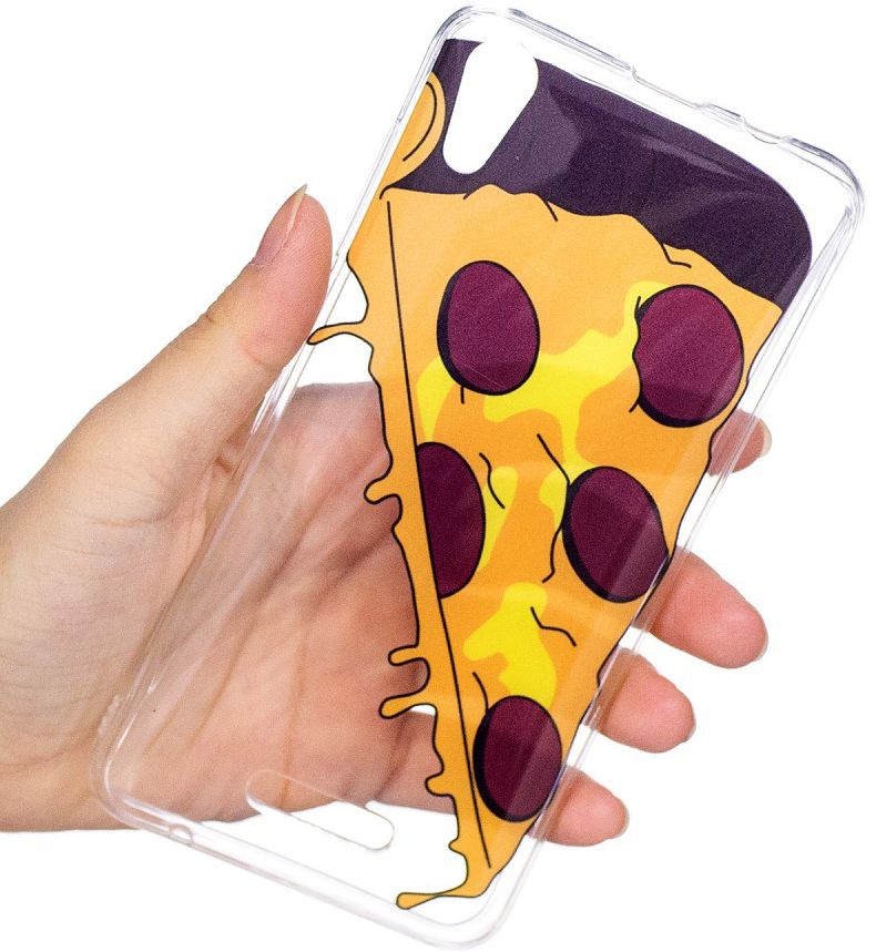 Wiko Lenny 4 Transparant TPU Hoesje met Pizza Opdruk afbeelding 5