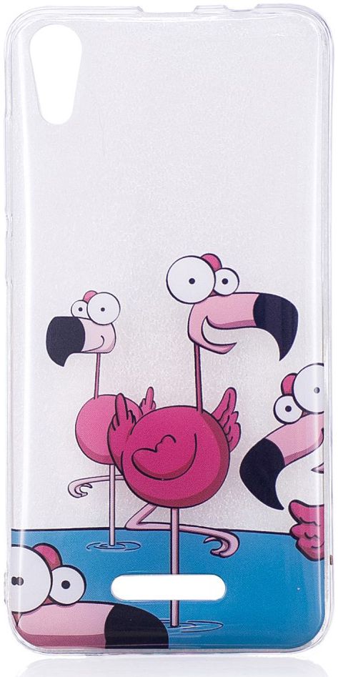 Wiko Lenny 4 Transparant TPU Hoesje met Flamingo Opdruk afbeelding 1