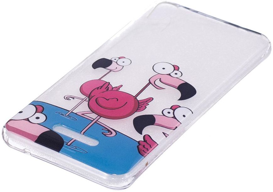 Wiko Lenny 4 Transparant TPU Hoesje met Flamingo Opdruk afbeelding 2