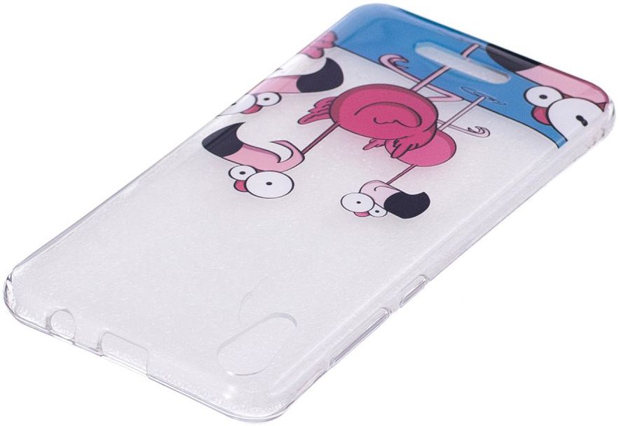 Wiko Lenny 4 Transparant TPU Hoesje met Flamingo Opdruk afbeelding 3