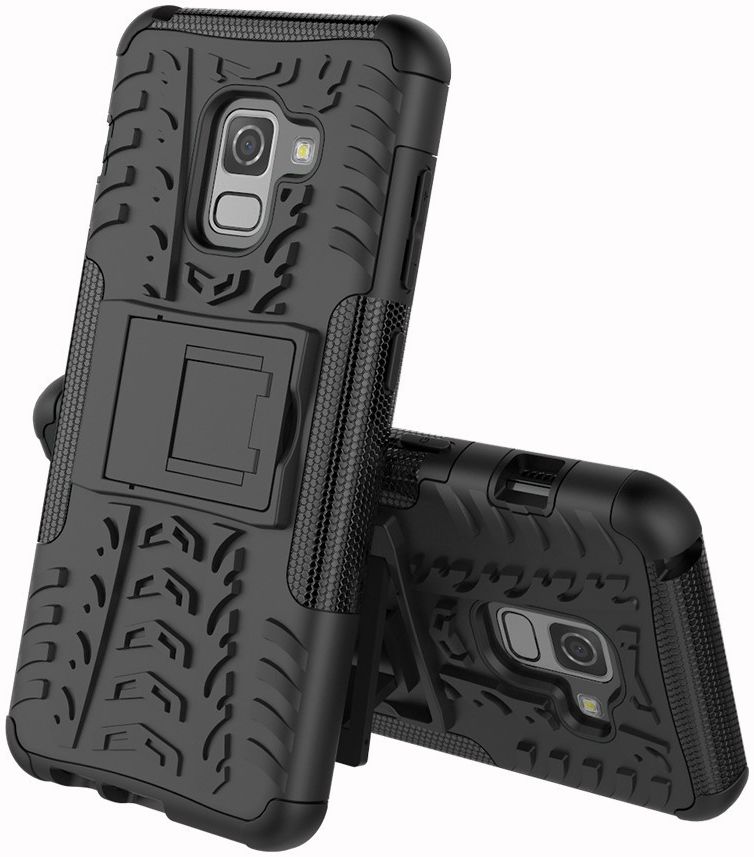 Samsung Galaxy A8 (2018) Hybride Kickstand Hoesje Zwart afbeelding 1