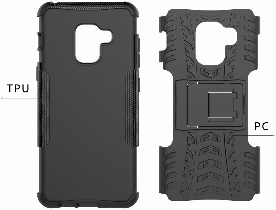 Samsung Galaxy A8 (2018) Hybride Kickstand Hoesje Zwart afbeelding 11