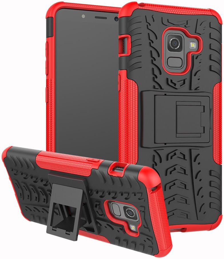 Samsung Galaxy A8 (2018) Hybride Kickstand Hoesje Rood afbeelding 3