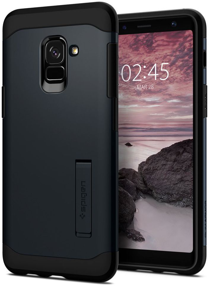 Spigen Slim Armor Hoesje Samsung Galaxy A8 (2018) Metal Slate afbeelding 1