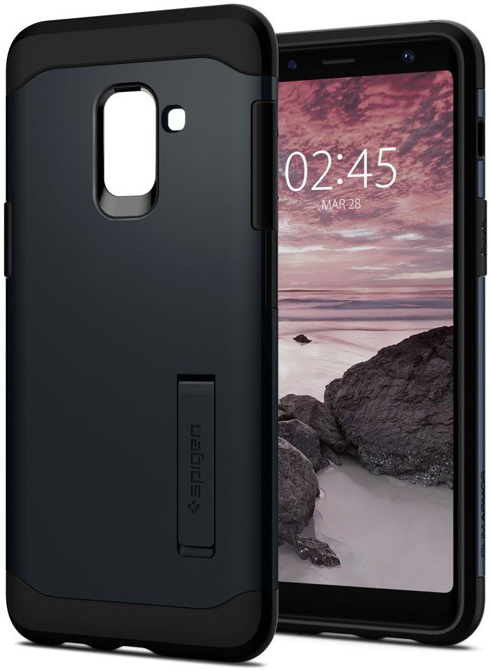 Spigen Slim Armor Hoesje Samsung Galaxy A8 (2018) Metal Slate afbeelding 6