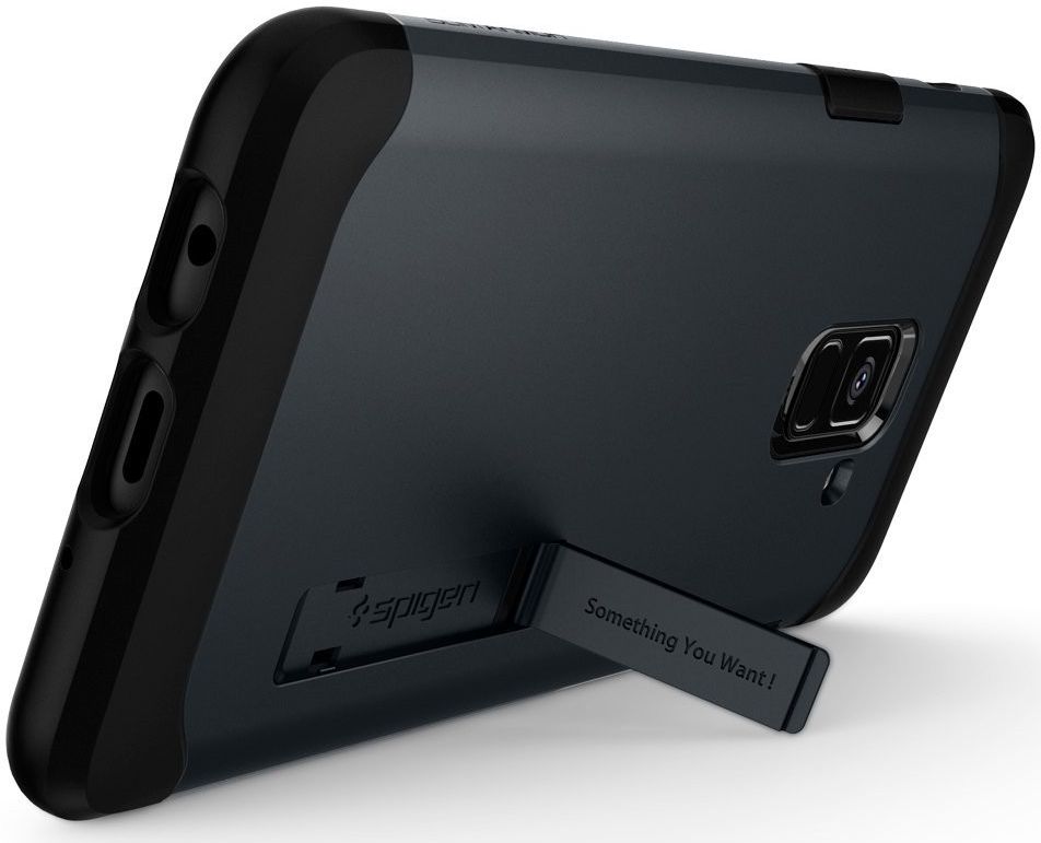 Spigen Slim Armor Hoesje Samsung Galaxy A8 (2018) Metal Slate afbeelding 2
