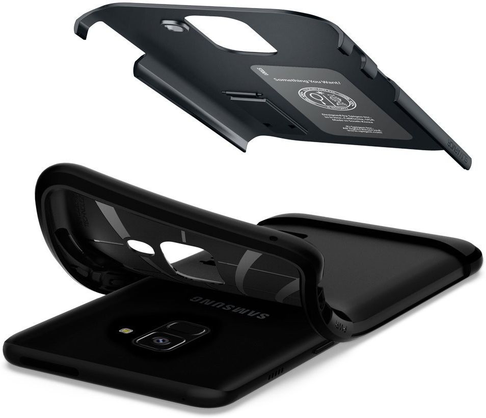 Spigen Slim Armor Hoesje Samsung Galaxy A8 (2018) Metal Slate afbeelding 3