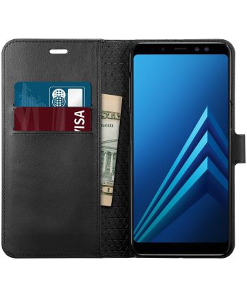 Spigen Wallet S Book Case Samsung Galaxy A8 (2018) Zwart Hoesjes