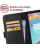 Rosso Deluxe OnePlus 5T Hoesje Echt Leer Pasjes Book Case Zwart
