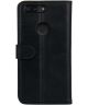 Rosso Deluxe OnePlus 5T Hoesje Echt Leer Pasjes Book Case Zwart