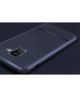 Samsung Galaxy A8 (2018) Hoesje met Kunstleer Coating Blauw