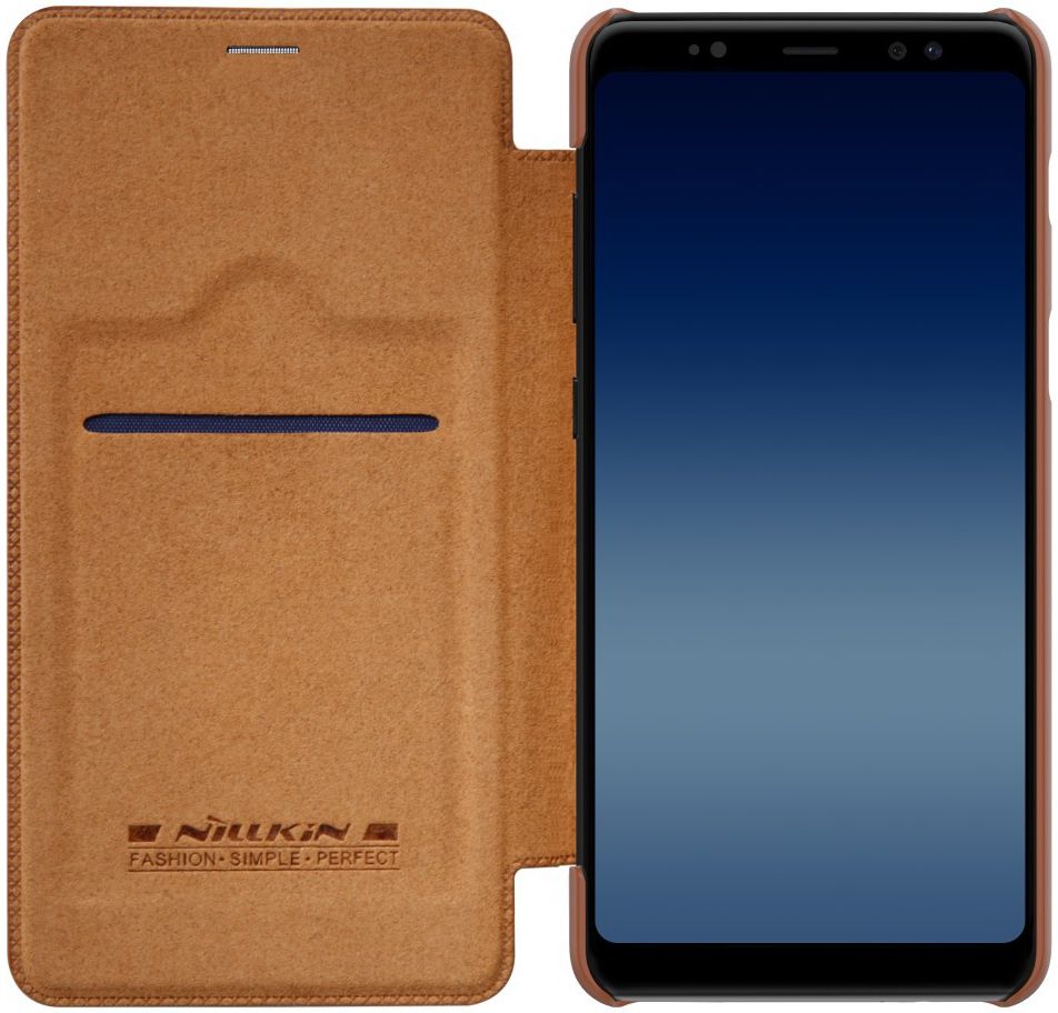 Nillkin Qin Series Flip Hoesje Samsung Galaxy A8 (2018) Bruin afbeelding 2