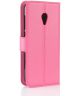 Alcatel U5 4G Portemonnee Hoesje met Lychee Textuur Roze