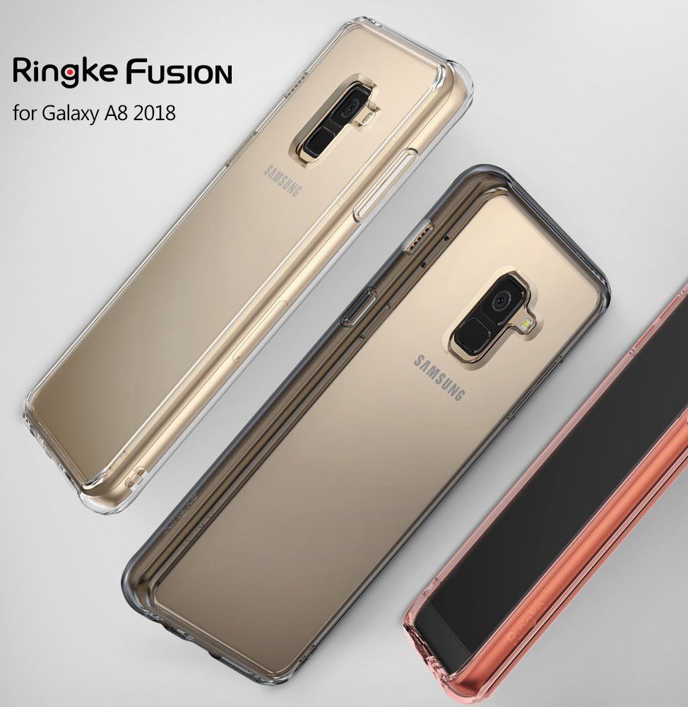 Ringke Fusion Samsung Galaxy A8 2018 Hoesje Doorzichtig Smoke Black afbeelding 2