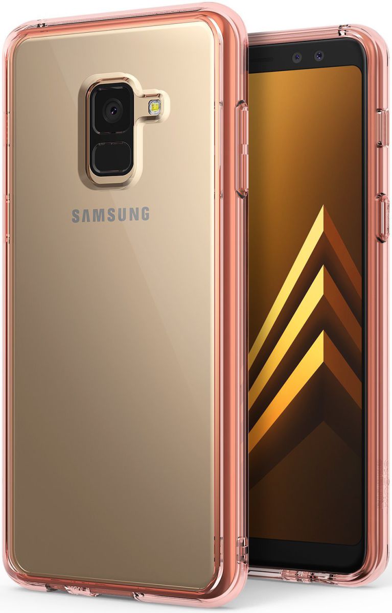 Ringke Fusion Samsung Galaxy A8 2018 Hoesje Doorzichtig Rose Gold afbeelding 1