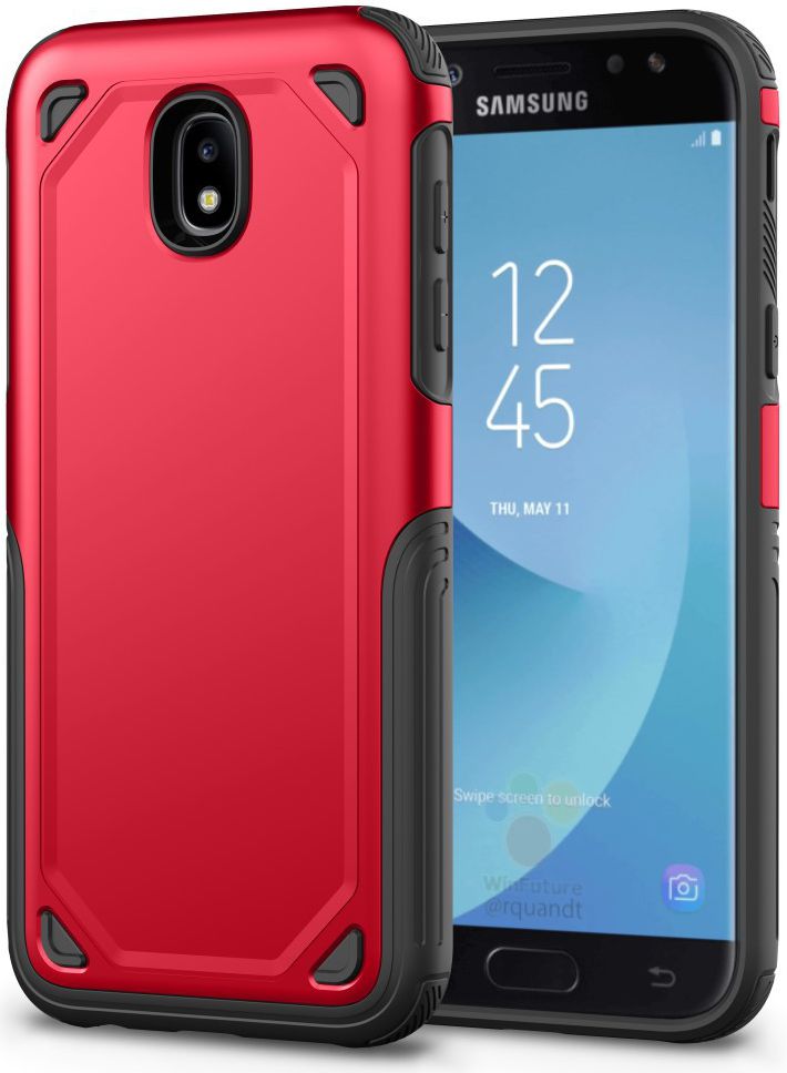 Samsung Galaxy J7 (2017) Stevig Hybride Hoesje Rood afbeelding 1