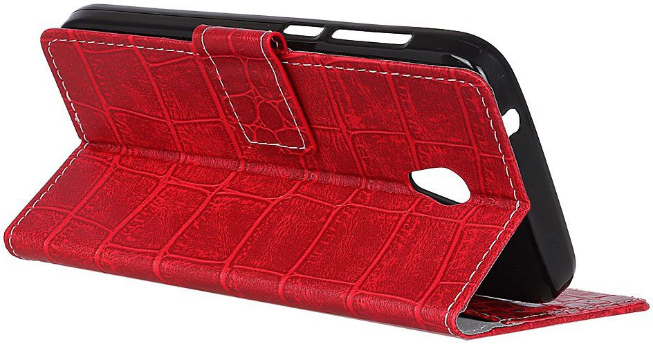 Alcatel U5 HD Portemonnee Hoesje Krokodil Structuur Rood afbeelding 3