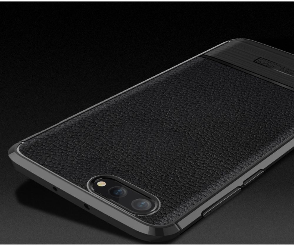 Honor View 10 Hoesje TPU Met Leren Textuur Zwart afbeelding 2