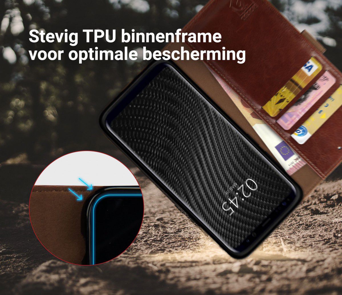 Rosso Element Samsung Galaxy S9 Plus Hoesje Book Cover Bruin afbeelding 5